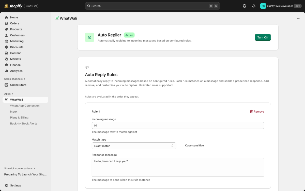 Auto Replies Settings